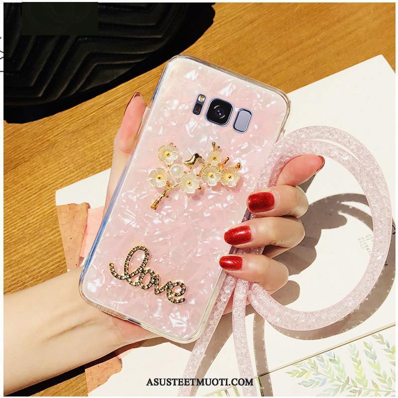 Samsung Galaxy S8+ Kuoret Rhinestone Inlay Trendi Luova Kukkakuvio Kotelo