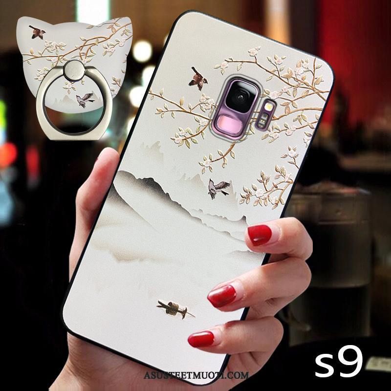 Samsung Galaxy S9 Kuori Kuoret Valkoinen Ohut Kiinalainen Tyyli Kotelo Pesty Suede