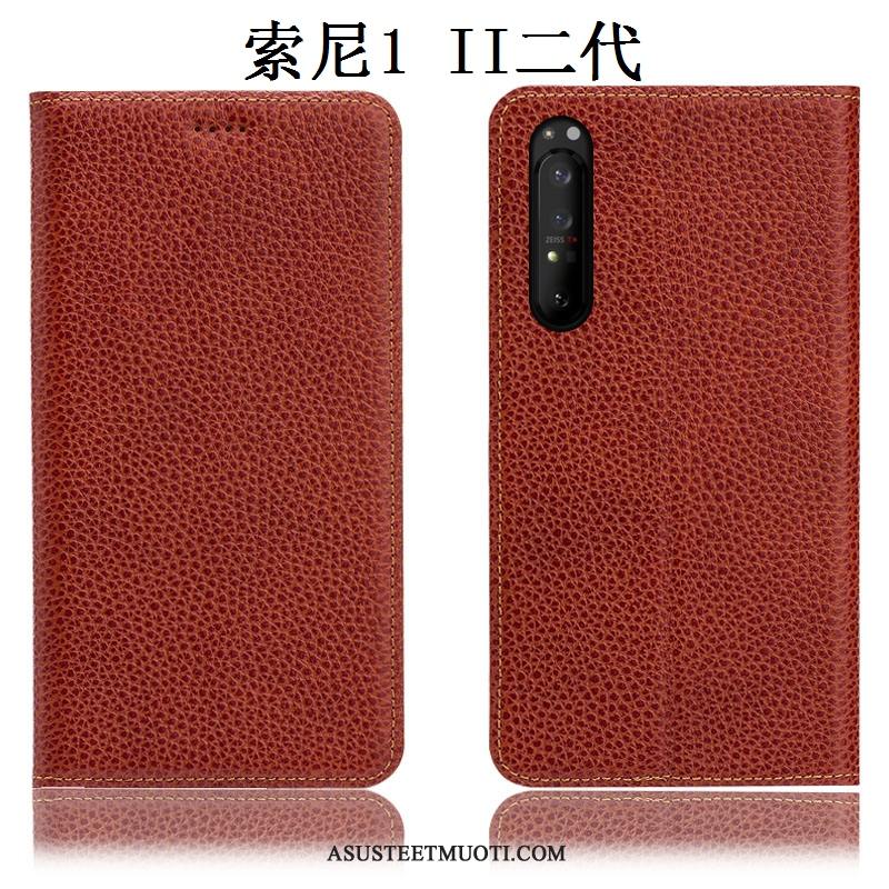 Sony Xperia 1 Ii Kuori Kuoret Suojaus Murtumaton Kotelo Litsi Punainen