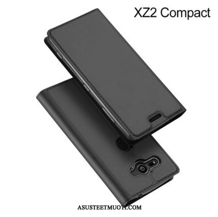 Sony Xperia Xz2 Compact Kuori Kuoret Murtumaton Kulta Nahkakotelo Tuki Puhelimen