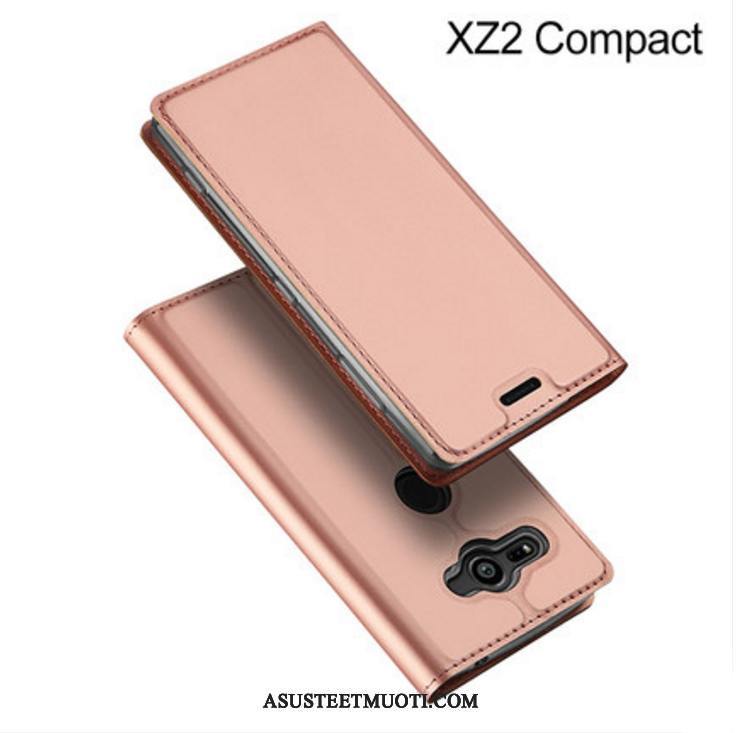 Sony Xperia Xz2 Compact Kuori Kuoret Murtumaton Kulta Nahkakotelo Tuki Puhelimen