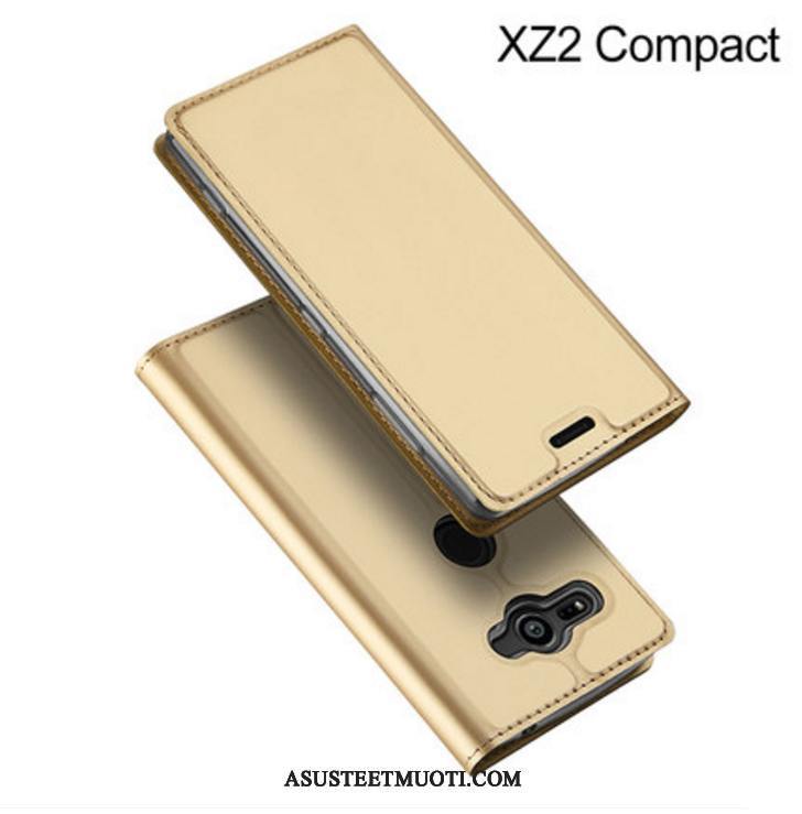 Sony Xperia Xz2 Compact Kuori Kuoret Murtumaton Kulta Nahkakotelo Tuki Puhelimen