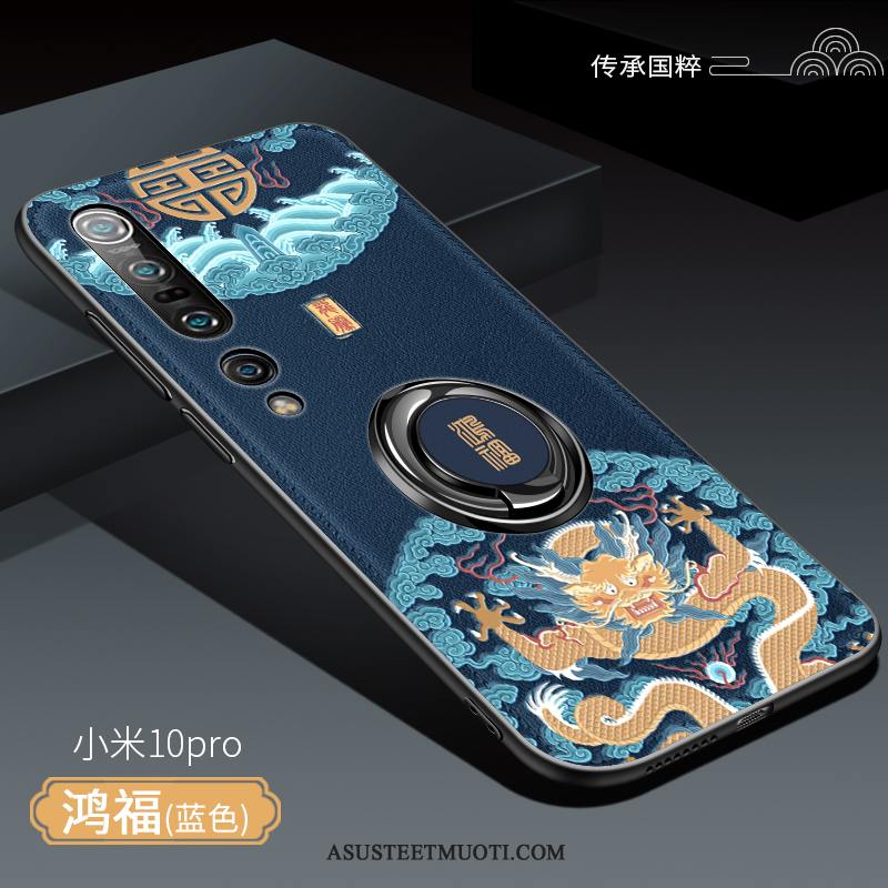 Xiaomi Mi 10 Pro Kuori Kuoret Pehmeä Neste Pesty Suede Rengas Kiinalainen Tyyli Magneettinen