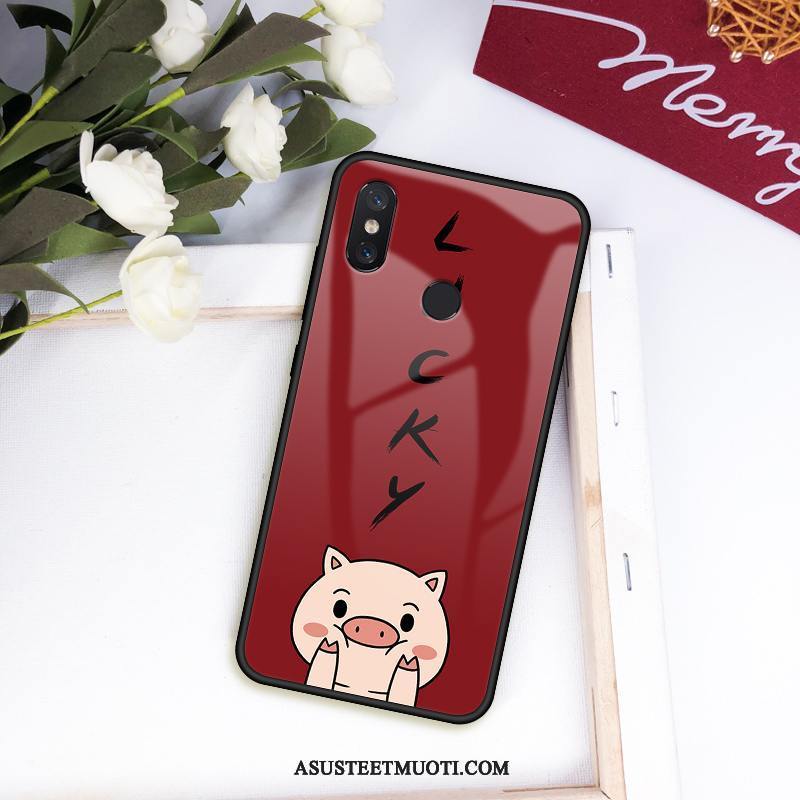 Xiaomi Mi 8 Kuoret Punainen Kukkakuvio Lasi Nuoret Kuori