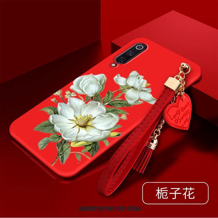 Xiaomi Mi 9 Se Kuoret Kiinalainen Tyyli Pioni Punainen Kuori Pehmeä Neste