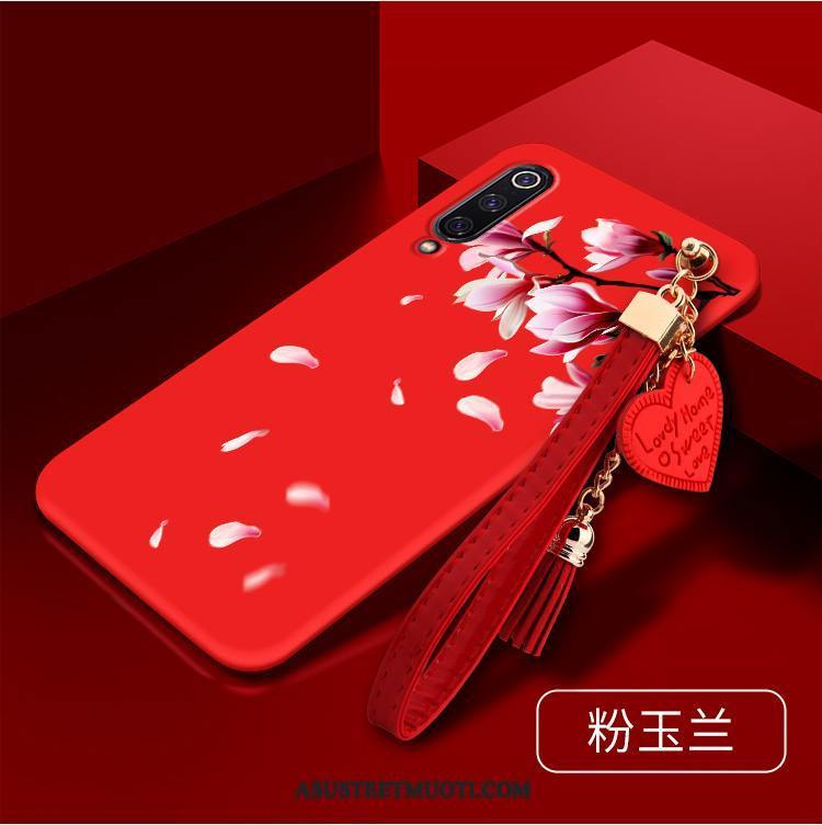 Xiaomi Mi 9 Se Kuoret Kiinalainen Tyyli Pioni Punainen Kuori Pehmeä Neste