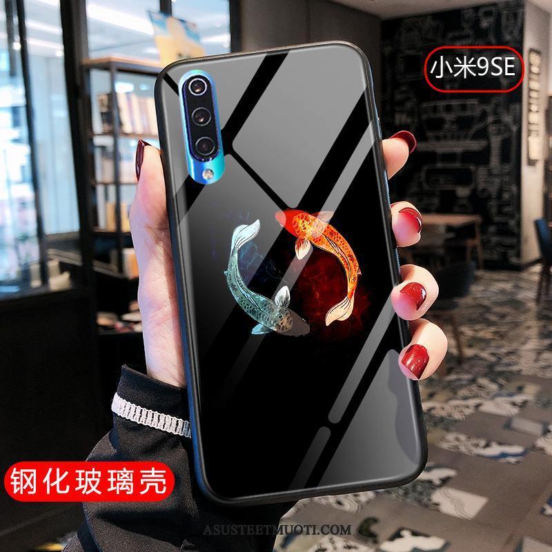 Xiaomi Mi 9 Se Kuoret Kiinalainen Tyyli Vuosikerta Karkaisu Musta Karppi