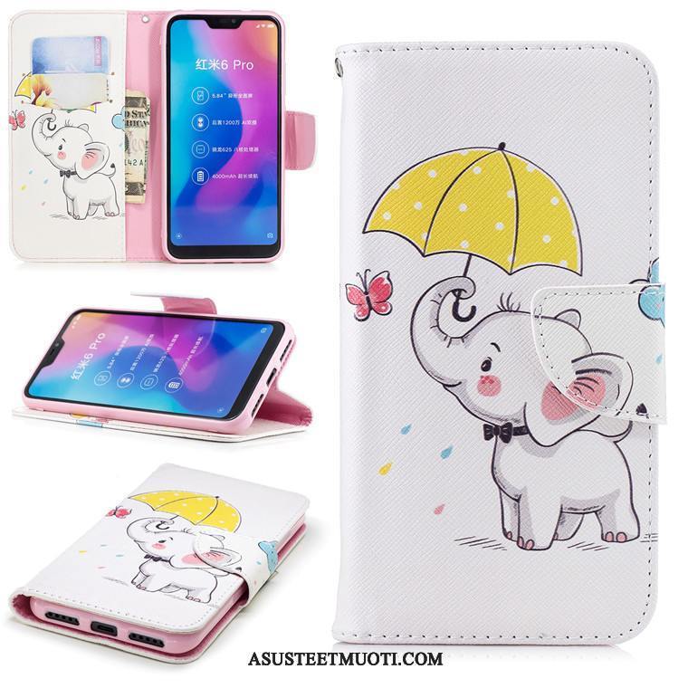 Xiaomi Mi A2 Kuoret Nahkakotelo Musta Punainen All Inclusive Simpukka