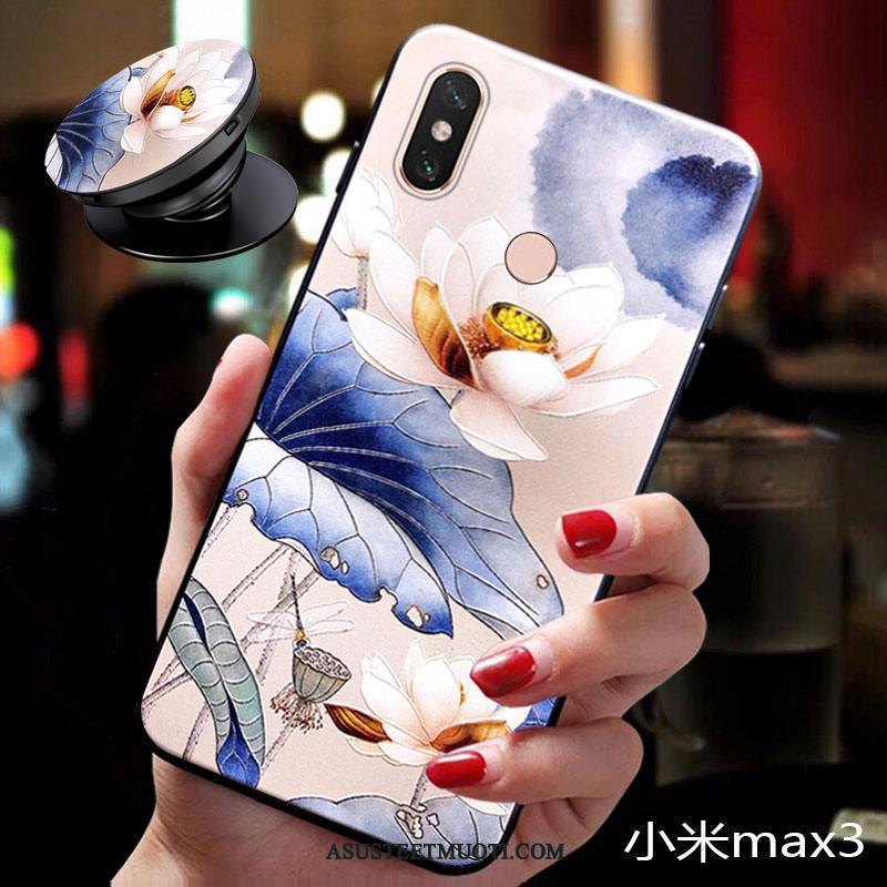Xiaomi Mi Max 3 Kuoret Vuosikerta Kiinalainen Tyyli Pehmeä Neste Suojaus Kukka