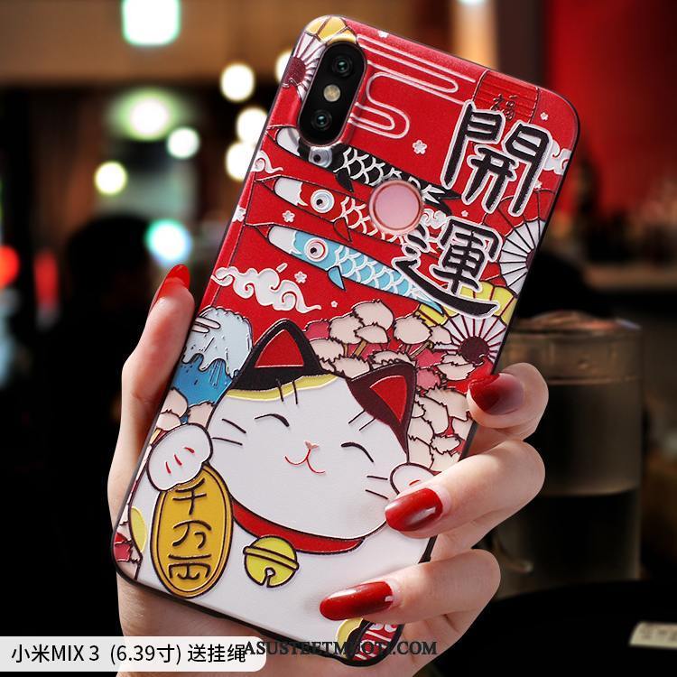 Xiaomi Mi Mix 3 Kuori Kuoret Punainen Kissa Pesty Suede Nuoret Net Red