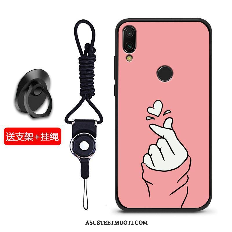 Xiaomi Redmi 7 Kuori Kuoret Punainen Suojaus Pesty Suede Kotelo