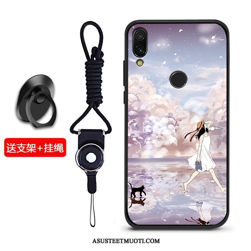 Xiaomi Redmi 7 Kuori Kuoret Punainen Suojaus Pesty Suede Kotelo