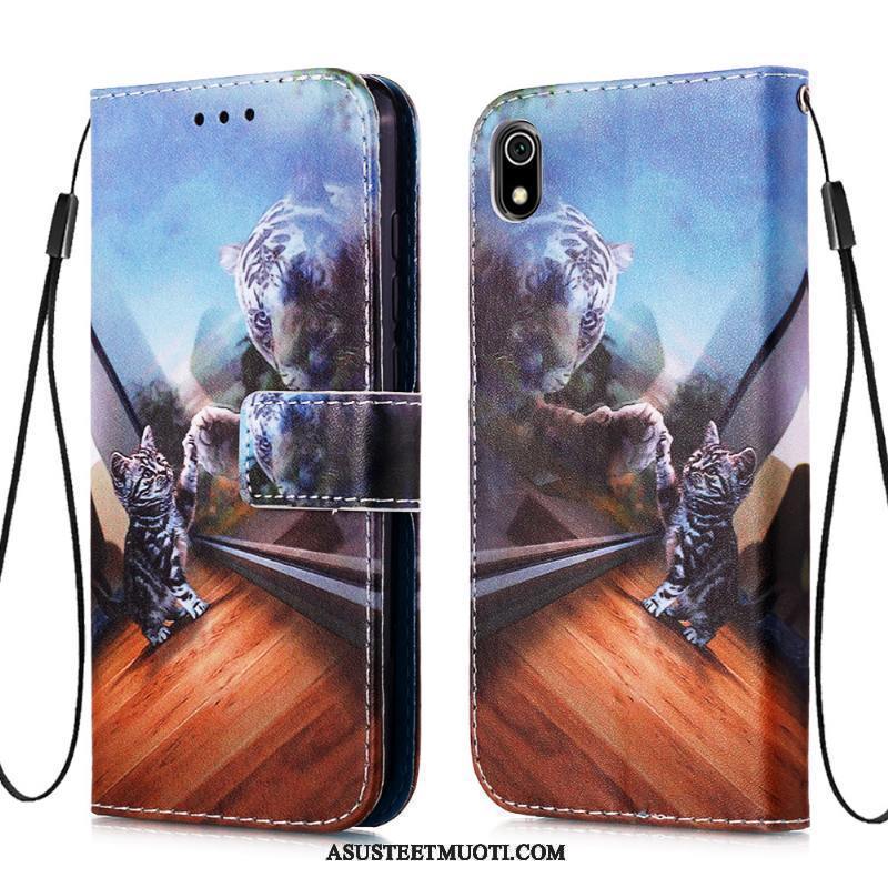 Xiaomi Redmi 7a Kuori Kuoret Nahkakotelo Pieni Punainen Persoonallisuus Sininen