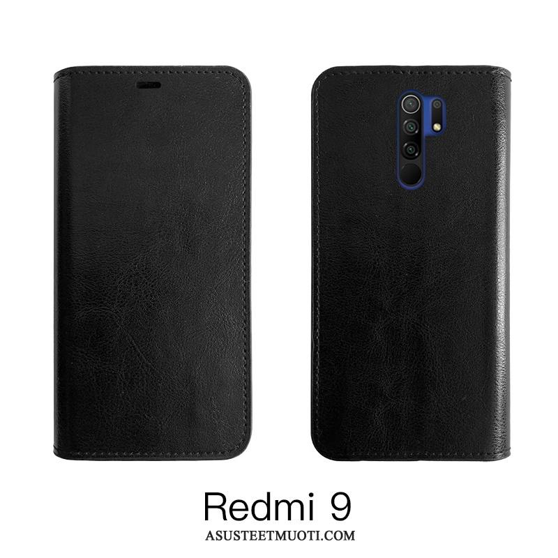 Xiaomi Redmi 9 Kuoret Lehmä Viini Punainen Kuori Aito Nahka Kotelo