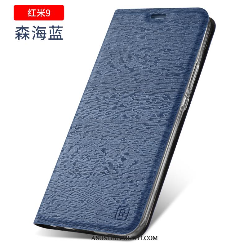 Xiaomi Redmi 9 Kuori Kuoret Tummansininen Nahkakotelo Murtumaton All Inclusive