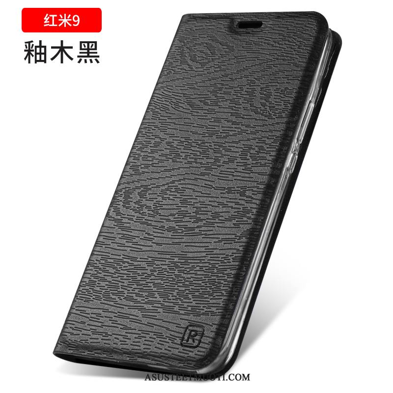 Xiaomi Redmi 9 Kuori Kuoret Tummansininen Nahkakotelo Murtumaton All Inclusive