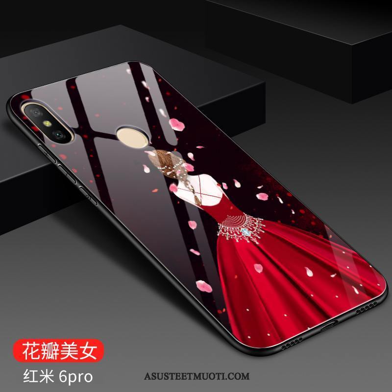 Xiaomi Redmi Note 6 Pro Kuoret All Inclusive Kova Kuori Musta Näytönsuojus