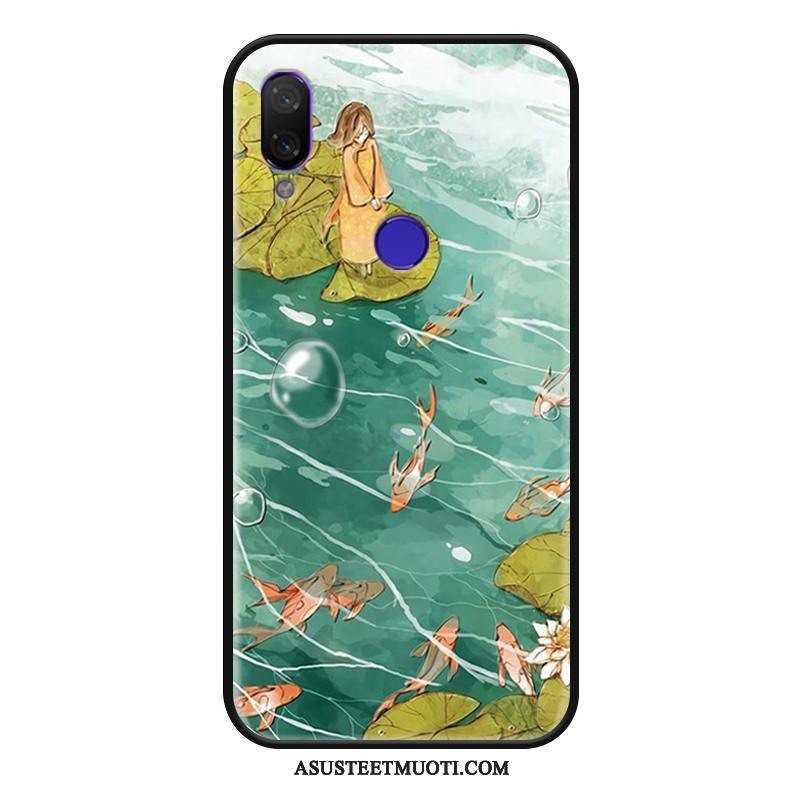 Xiaomi Redmi Note 7 Kuoret All Inclusive Kohokuviointi Punainen Silikoni Suojaus