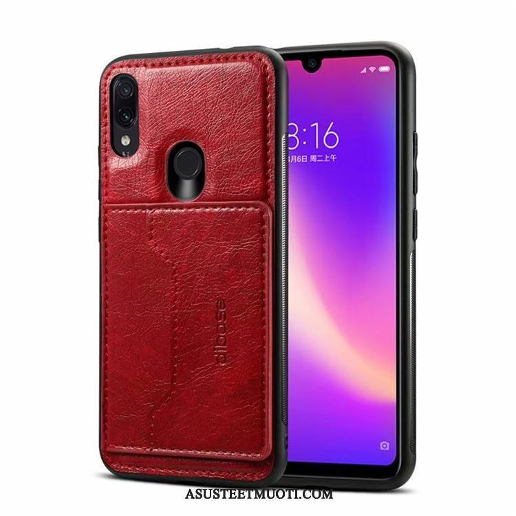 Xiaomi Redmi Note 7 Kuoret Murtumaton Nahkakotelo Kuori Takakansi Punainen