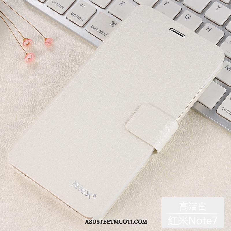 Xiaomi Redmi Note 7 Kuoret Murtumaton Valkoinen Nahkakotelo Pehmeä Neste Pesty Suede