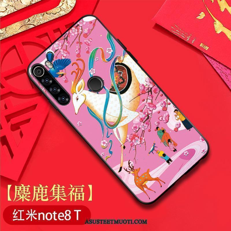 Xiaomi Redmi Note 8t Kuori Kuoret Kiinalainen Tyyli Punainen Ohut Kotelo