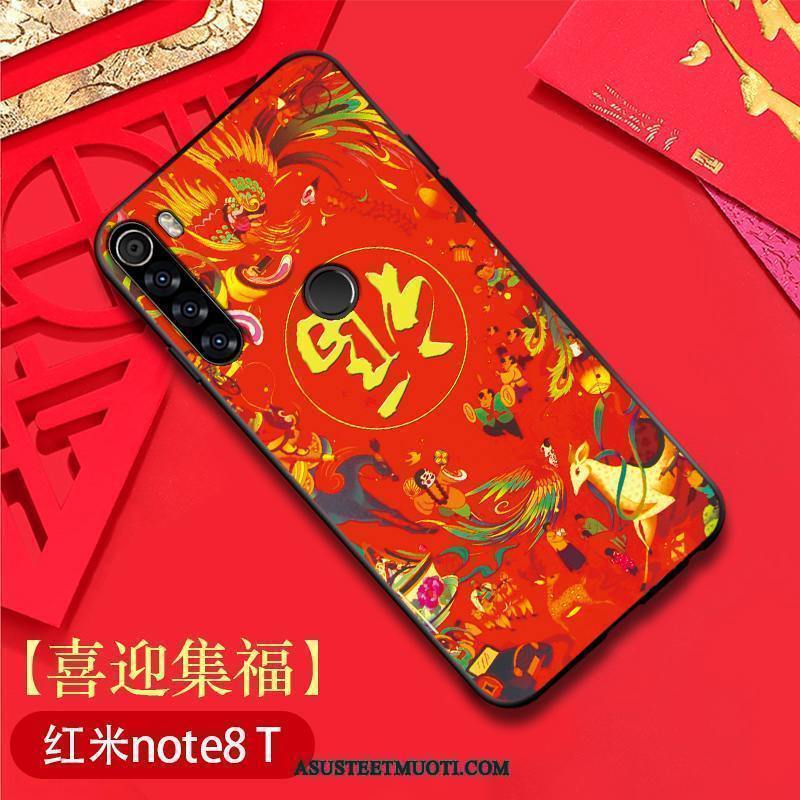 Xiaomi Redmi Note 8t Kuori Kuoret Kiinalainen Tyyli Punainen Ohut Kotelo