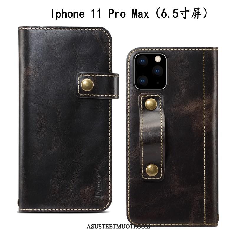 iPhone 11 Pro Max Kuoret Nahka Punainen Murtumaton Puhelimen Kotelo