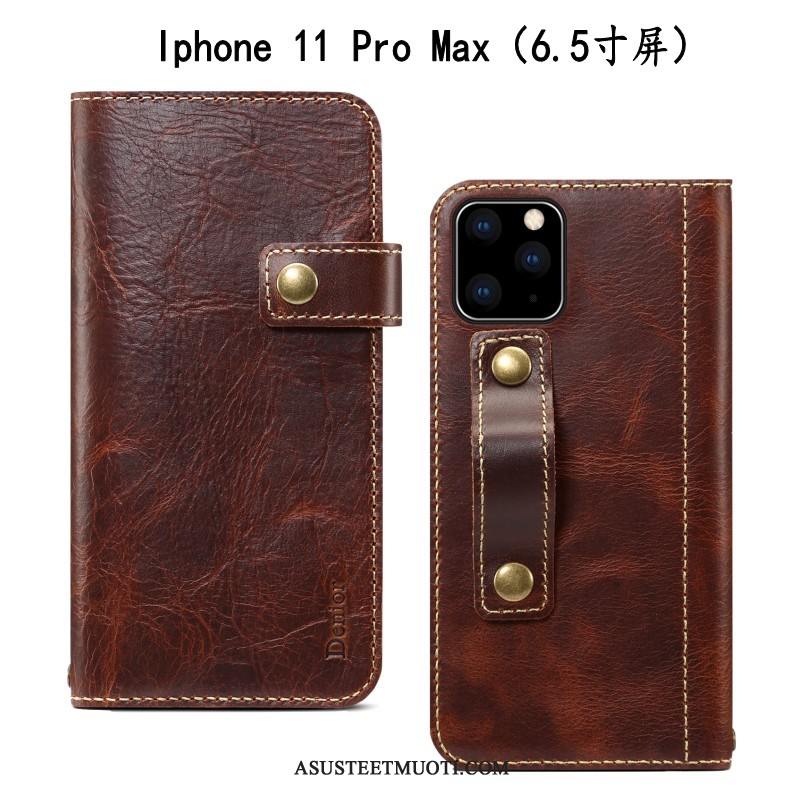 iPhone 11 Pro Max Kuoret Nahka Punainen Murtumaton Puhelimen Kotelo