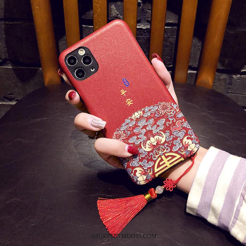 iPhone 11 Pro Max Kuori Kuoret Punainen Kohokuviointi Kotelo Rotta Kiinalainen Tyyli