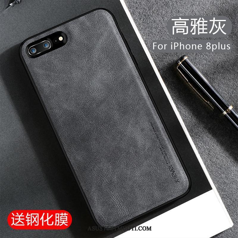 iPhone 8 Plus Kuoret Kuori Ohut Murtumaton Musta Nahkakotelo