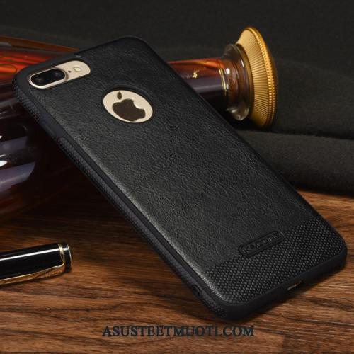 iPhone 8 Plus Kuori Kuoret Aito Nahka Kotelo Magneettinen Sininen