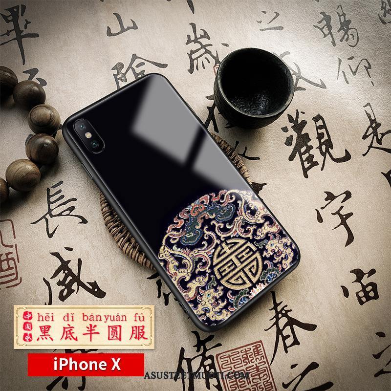 iPhone X Kuoret Tide-brändi Kotelo Musta Persoonallisuus Kiinalainen Tyyli