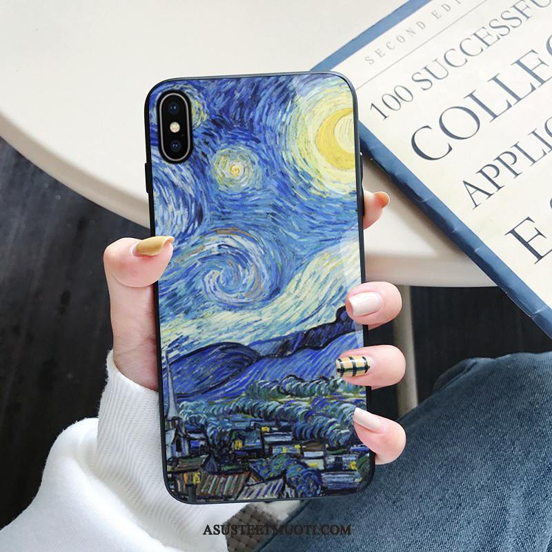 iPhone Xs Kuoret Lasi Sininen All Inclusive Tuuli Öljyvärimaalaus