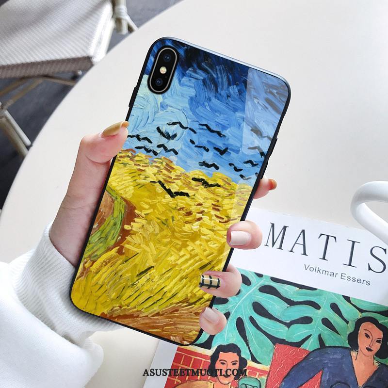 iPhone Xs Kuoret Lasi Sininen All Inclusive Tuuli Öljyvärimaalaus