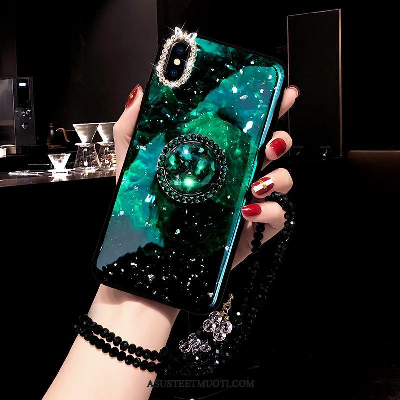 iPhone Xs Kuoret Luova Rhinestone Inlay Silikoni Punainen Trendi