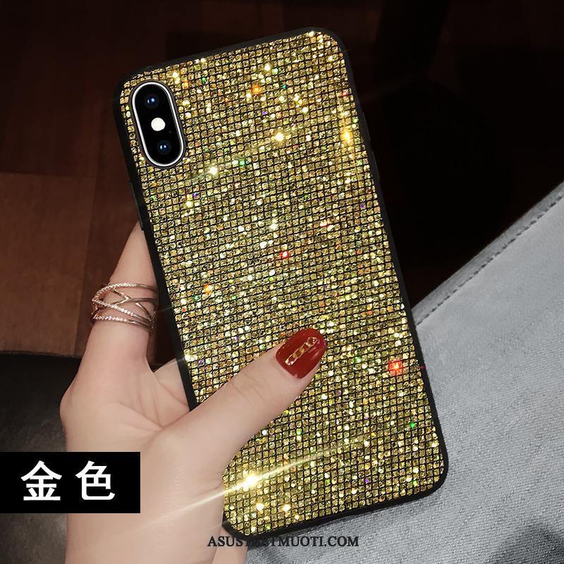 iPhone Xs Max Kuoret Persoonallisuus Kulta Tide-brändi Rhinestone Inlay Suojaus