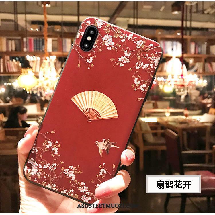 iPhone Xs Max Kuoret Tuuli Kiinalainen Tyyli Puhelimen Kuori Punainen