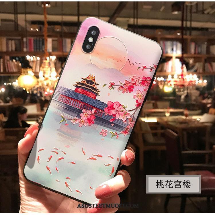 iPhone Xs Max Kuoret Tuuli Kiinalainen Tyyli Puhelimen Kuori Punainen