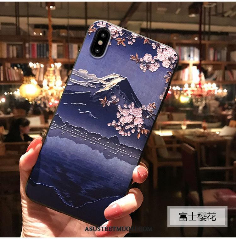 iPhone Xs Max Kuori Kuoret Tuuli Kohokuviointi Sininen Kirsikka