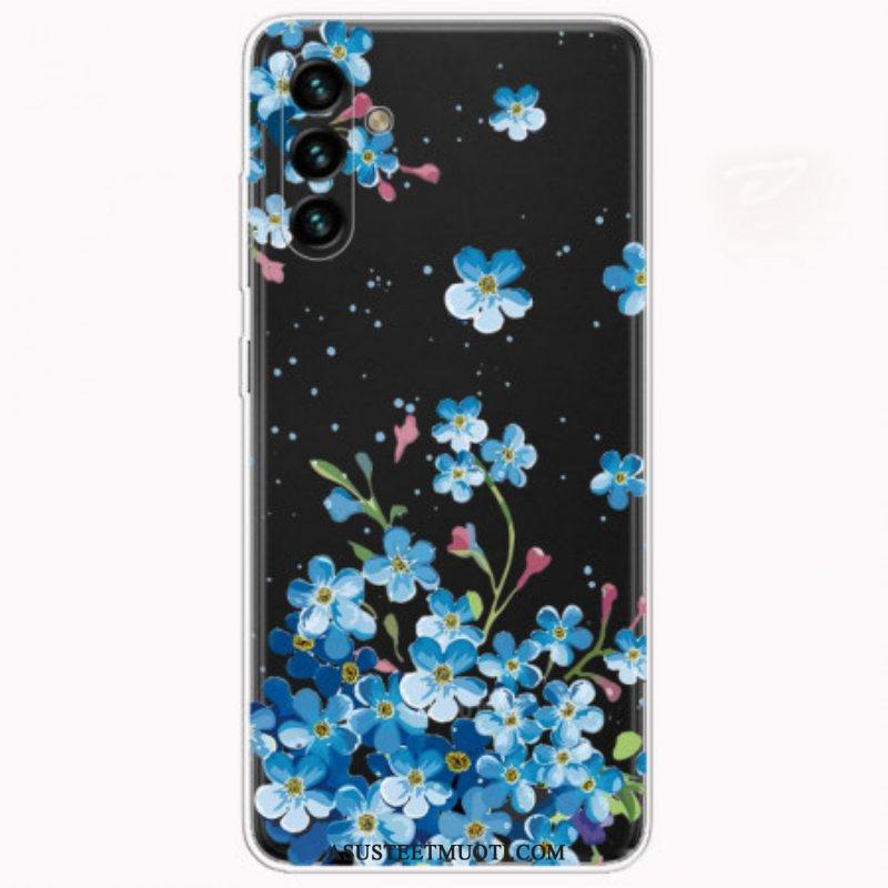 Case Samsung Galaxy A13 5G / A04s Sinisiä Kukkia