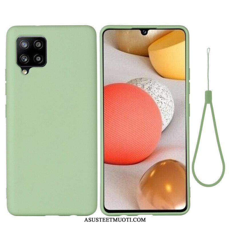 Case Samsung Galaxy A42 5G Nestemäinen Silikoni Kaulanauhalla