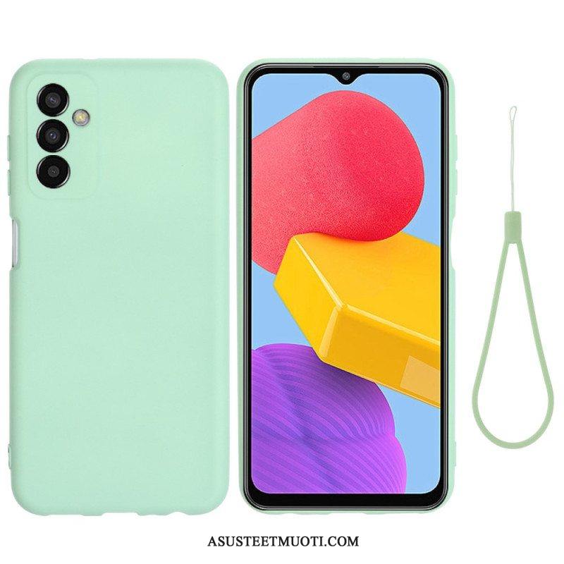 Case Samsung Galaxy M13 Nestemäinen Silikoni Kaulanauhalla