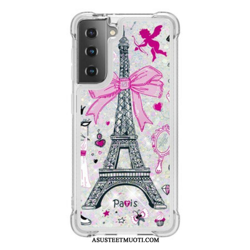 Case Samsung Galaxy S21 5G Eiffel-tornin Paljetteja