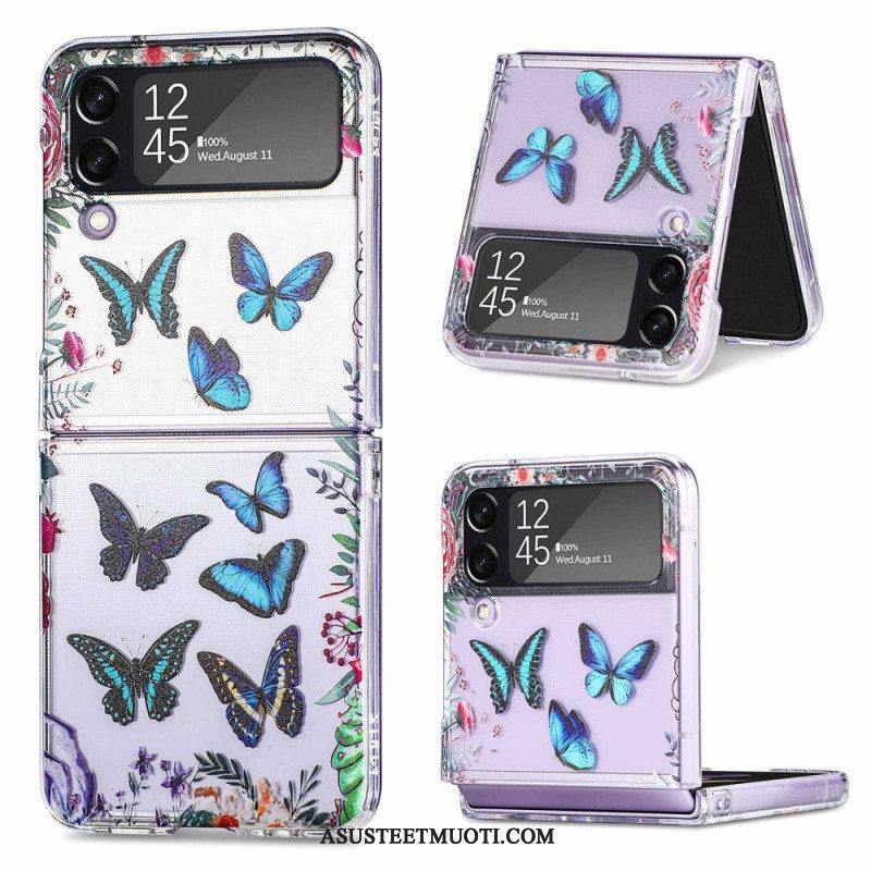 Case Samsung Galaxy Z Flip 4 Kotelot Flip Useita Perhosia