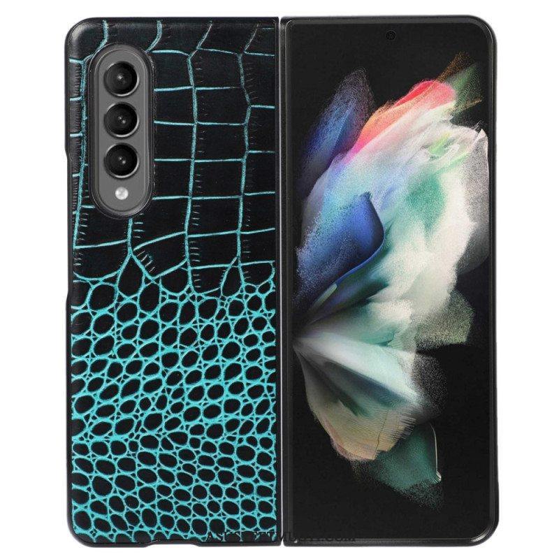 Case Samsung Galaxy Z Fold 4 Trendikäs Crocodile Effect Aitoa Nahkaa