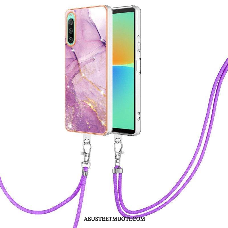 Case Sony Xperia 10 IV Kiristysnyörillä Marmorijohdolla