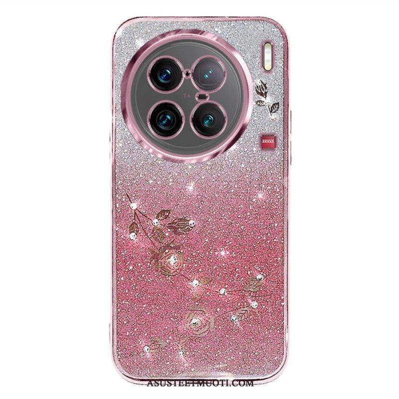 Case Vivo X90 Pro Vaaleanpunaisia Paljetteja