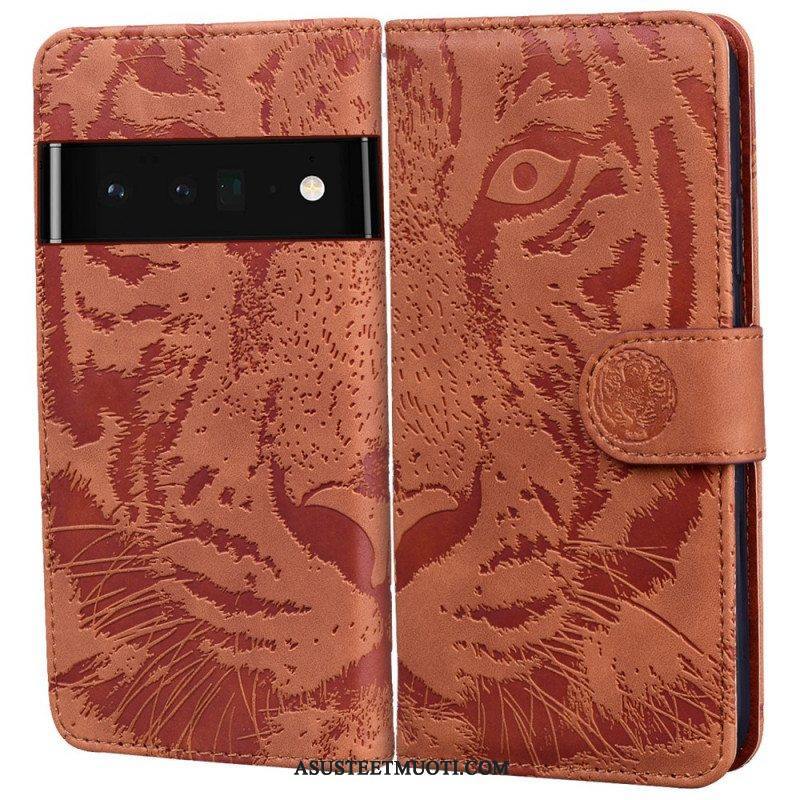 Flip Case Google Pixel 6 Tiger-kasvoprintti