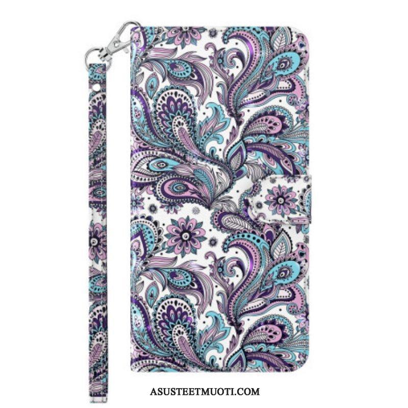 Flip Case Google Pixel 7 Pro Suojaketju Kuori Strappy Paisley -kuvio