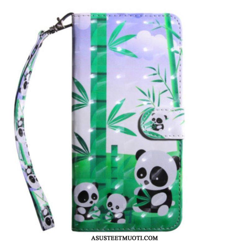 Flip Case Oppo A54 5G / A74 5G Panda Kaulanauhalla